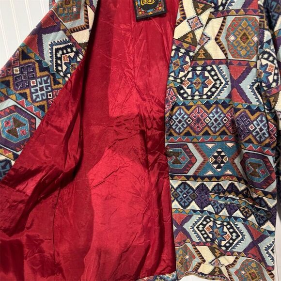 VTG Circle T Western Tapestry Blazer Jacket M Boho Geometric Aztec Ranchwear 90s - Picture 9 of 10